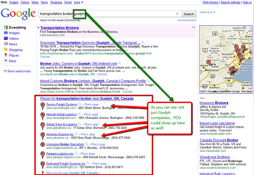 Google Places: Let Us Put You On The Map! Google Places shows regional businesses - not just local businesses; Are you showing up?